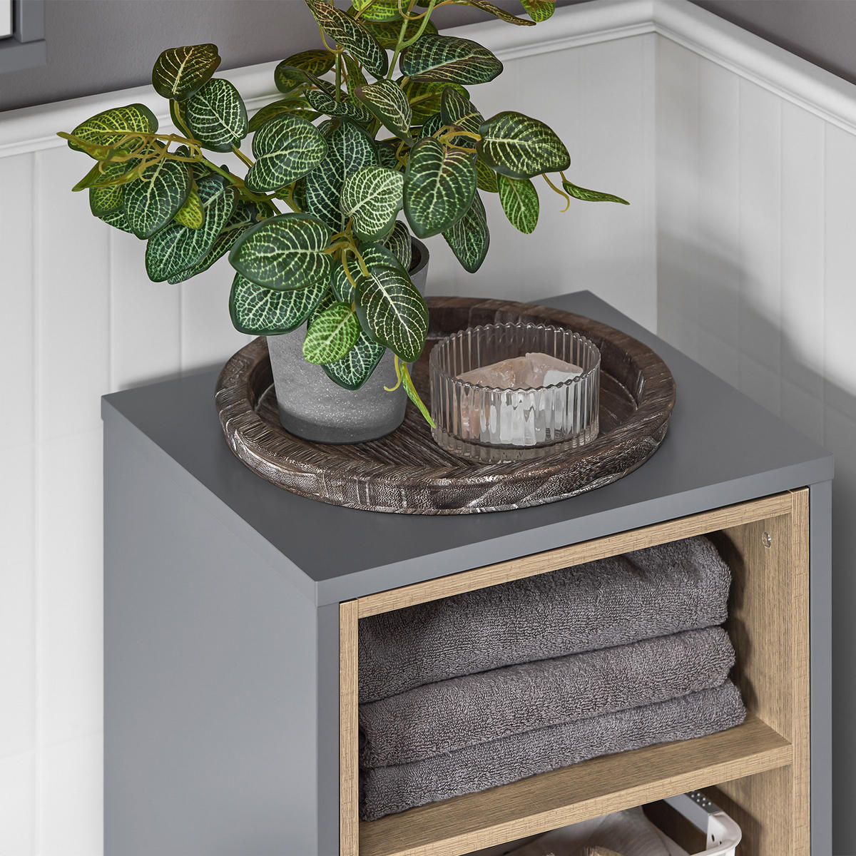WÄSCHESCHRANK Dunkelgrau - Grau, Holzwerkstoff (35/105/30cm) - SoBuy