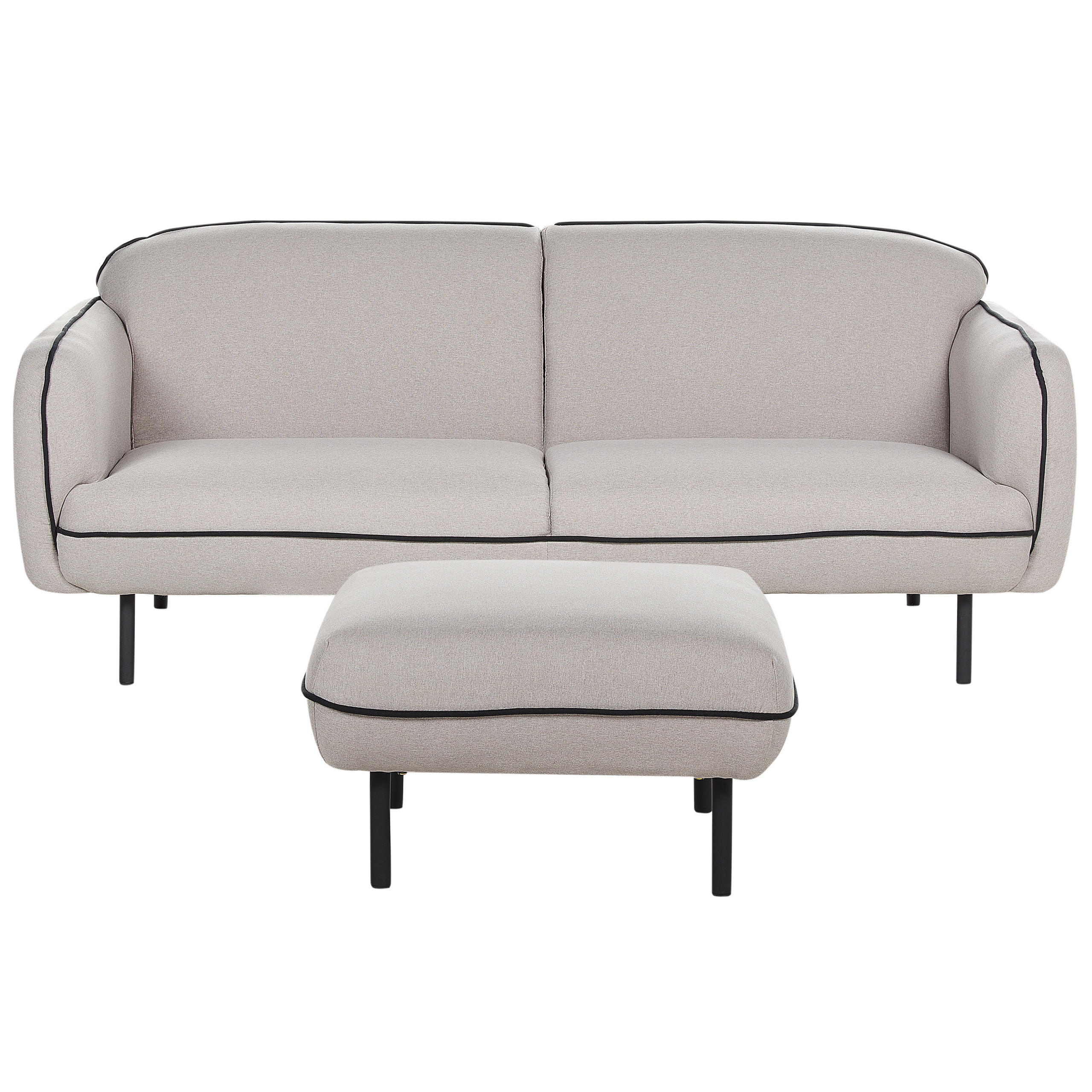 3-SITZER-SOFA hellgrau/schwarz mit Ottomane Tonsberg - Schwarz/Grau, Textil (198/78/85cm) - Beliani
