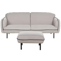 3-SITZER-SOFA hellgrau/schwarz mit Ottomane Tonsberg - Schwarz/Grau, Textil (198/78/85cm) - Beliani