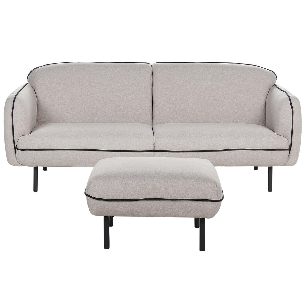 3-SITZER-SOFA hellgrau/schwarz mit Ottomane Tonsberg - Schwarz/Grau, Textil (198/78/85cm) - Beliani