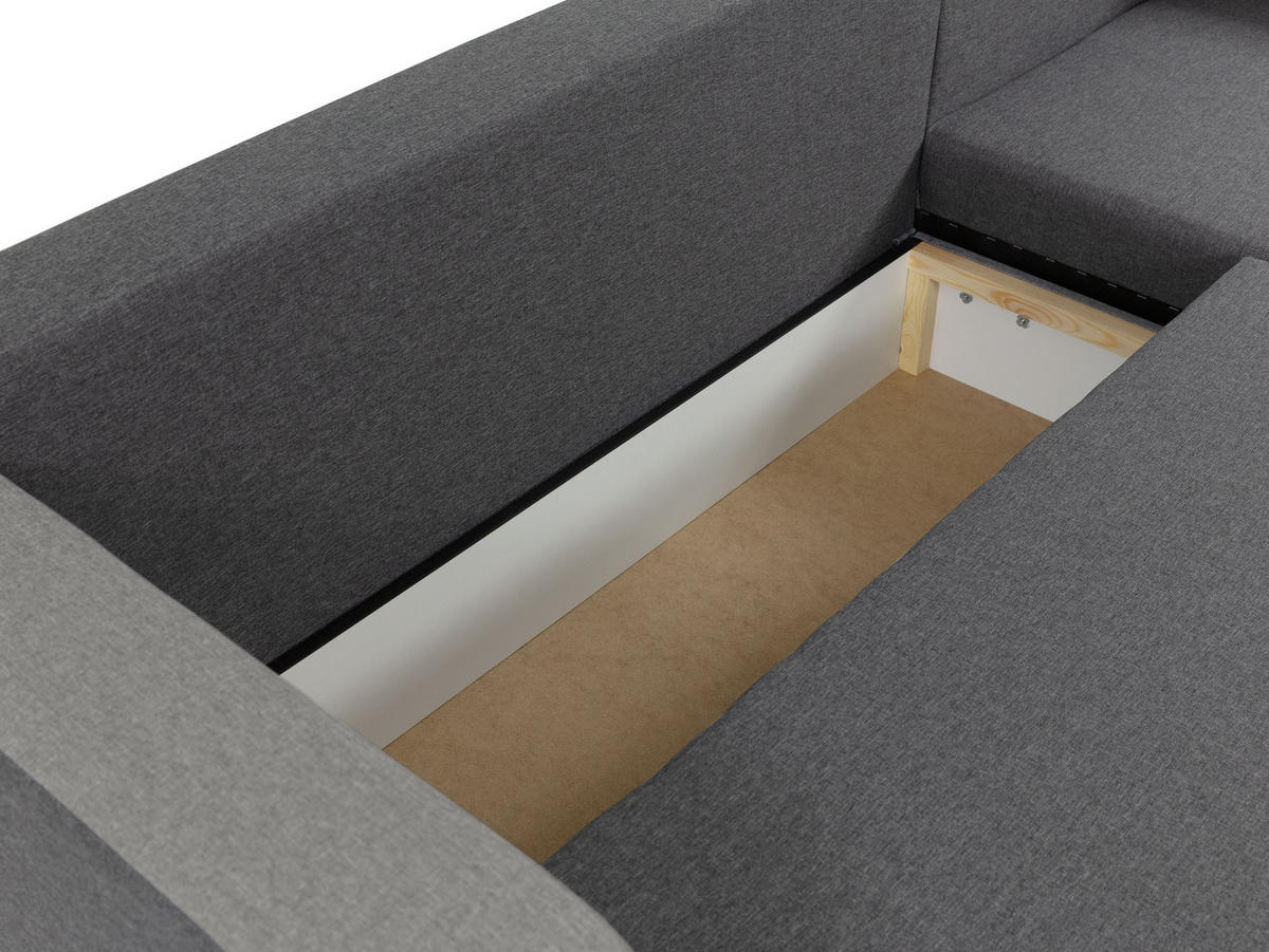 ECKSOFA Hewlet Bis - Hellgrau/Schwarz, Holz/Kunststoff (237/139cm) - MIRJAN24