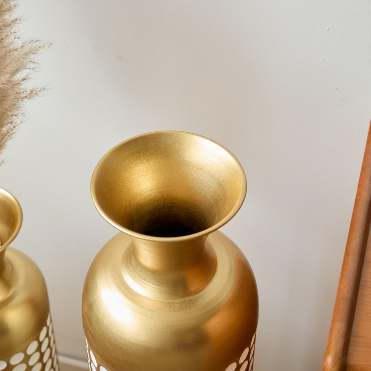BODENVASE Metallvase,50/66/83 cm,3 tlg.Dekovase,Polka Dots-Goldfarben - Goldfarben, Metall (83cm) - LVHOM