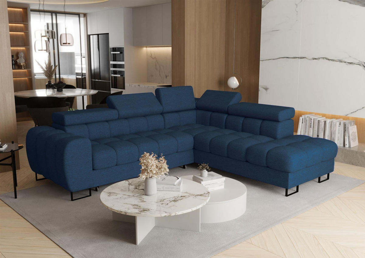 ECKSOFA Bastien Max Mit Schlaffunktion - Blau, Holzwerkstoff/Textil (260/225cm) - Fun Möbel