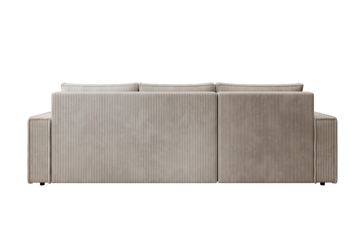 ECKSOFA CUDDY L, Eckcouch in L-Form mit Schlaffunktion und Bettkasten, Farbe: Hellgrau, Cordstoff, Ottomane Links - Hellgrau, Textil (240/140cm) - Storez24
