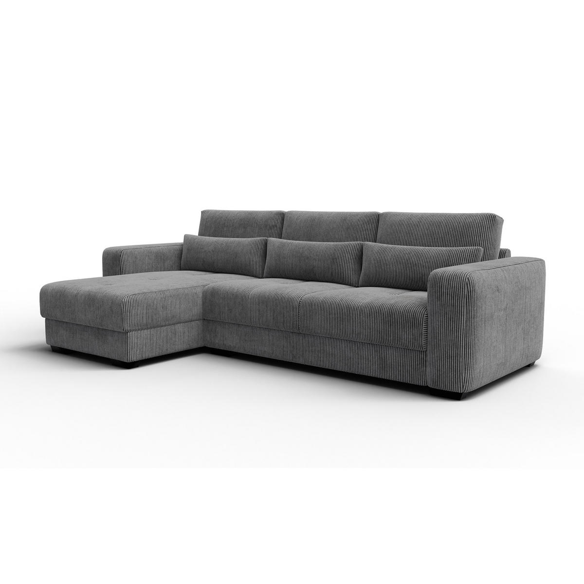 ECKSOFA OLI 4-Sitzer links, dunkelgrau - Dunkelgrau, Holz/Textil (295/172cm) - Courtois Laville