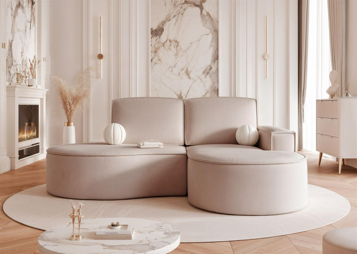 ECKSOFA Arlet In Stoff Riviera - Beige, Holzwerkstoff/Textil (156/277cm) - Fun Möbel