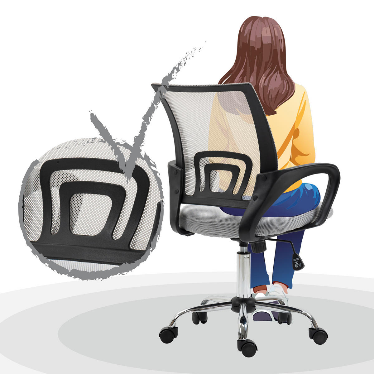 KINDERSCHREIBTISCHSTUHL CYDNEY Stoffbezug Grau - Grau, Textil (57/104/49cm) - SVITA