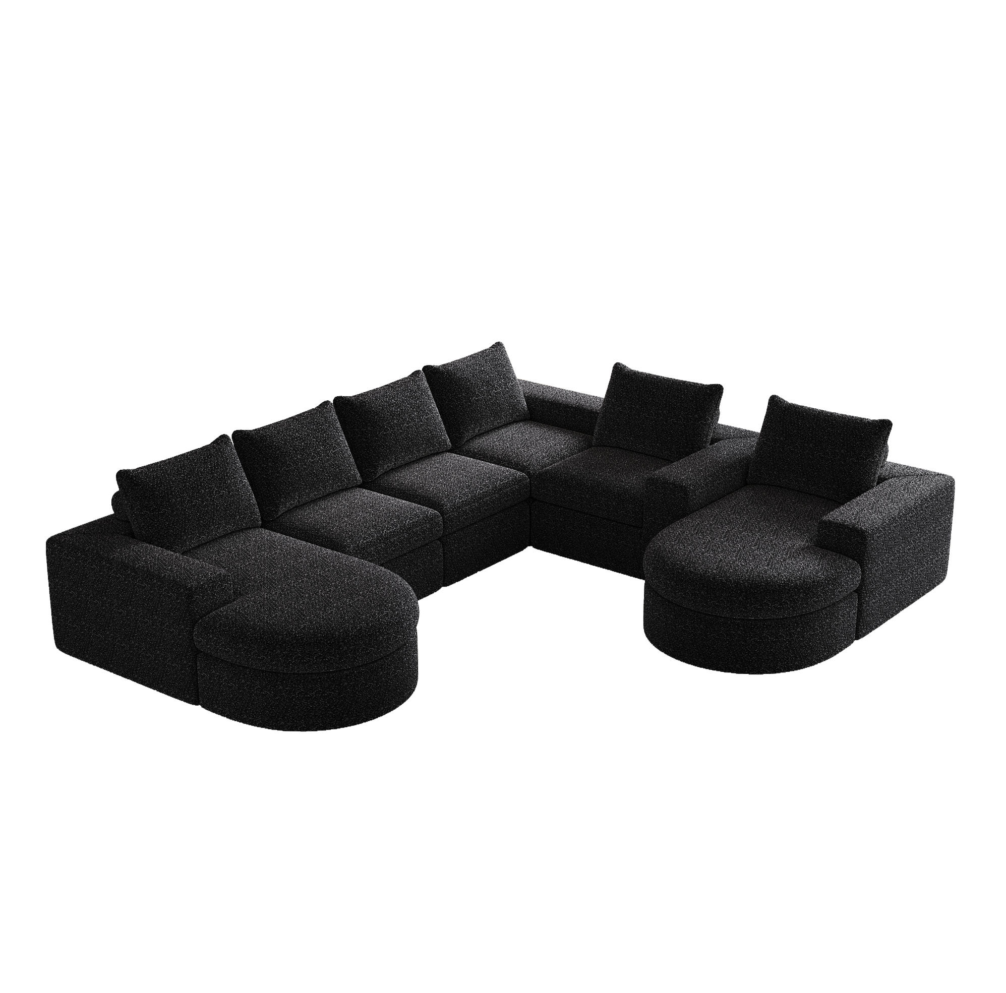 ECKSOFA 322,5/271,7/81,2 cm modular schwarz aus Chenille mit wechselbarer Chaiselongue - Schwarz, Textil (322.5/271.7cm) - OKWISH