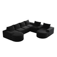 ECKSOFA 322,5/271,7/81,2 cm modular schwarz aus Chenille mit wechselbarer Chaiselongue - Schwarz, Textil (322.5/271.7cm) - OKWISH