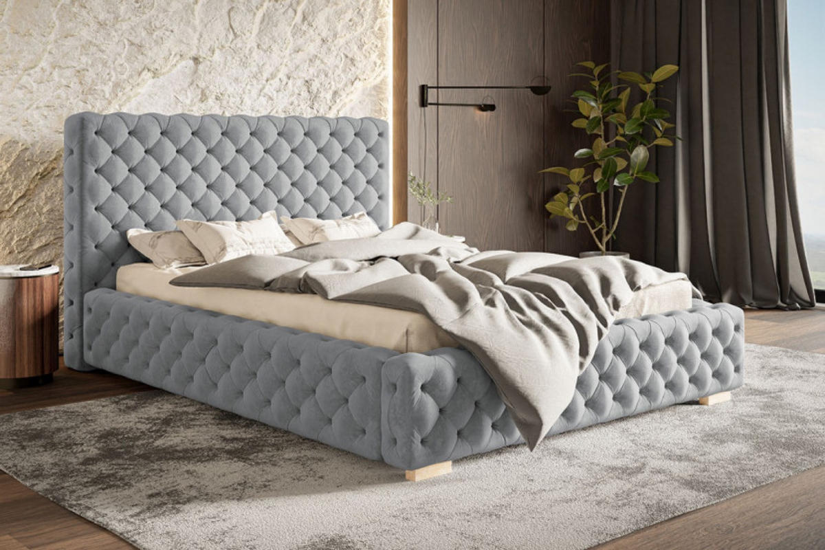 BETT Grau BEN 15 Gepolstert Mit Bettkasten 140x200 cm - Grau, Textil (140/200cm) - Sepro Meble
