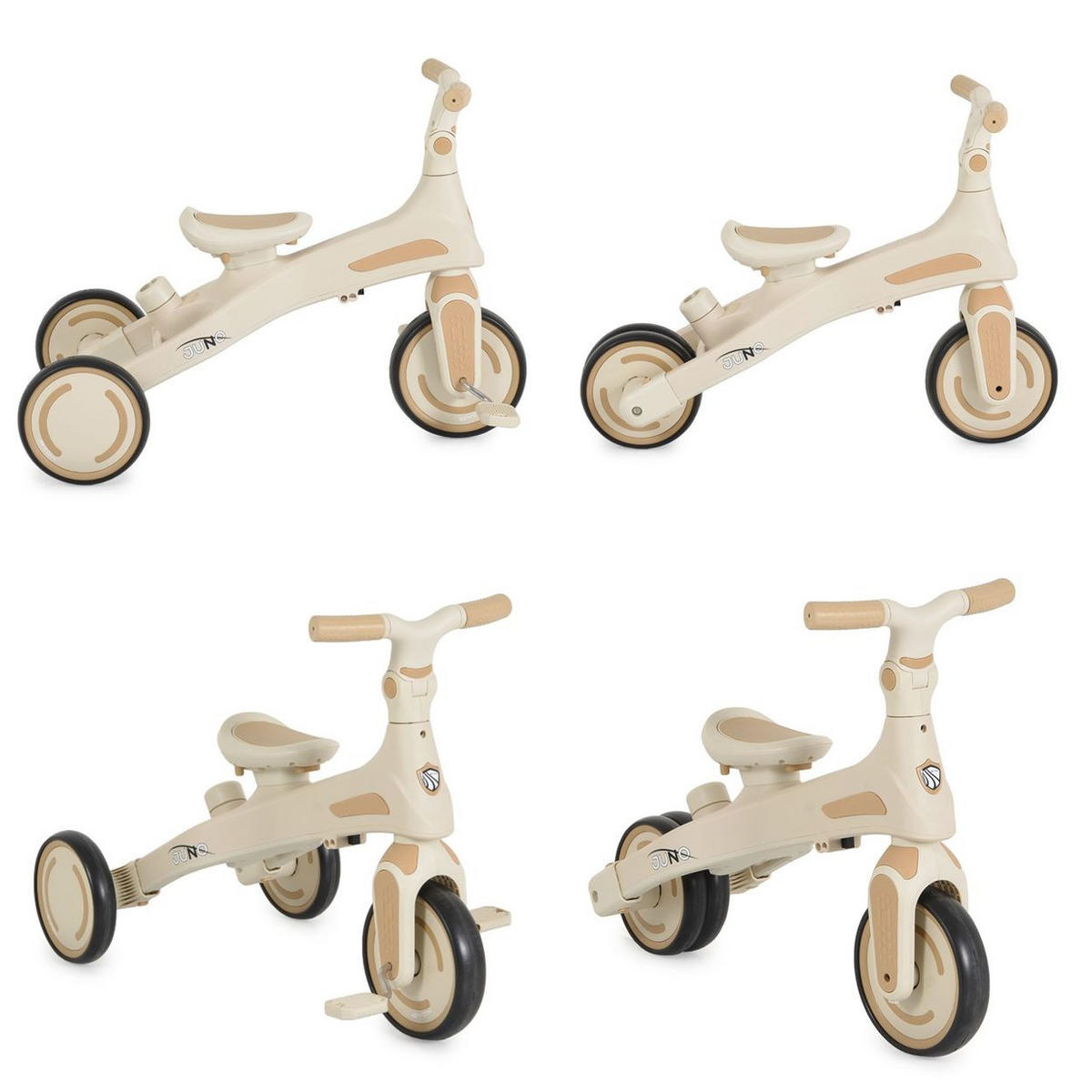 DREIRAD Juno 4 in 1 Laufrad weiß beige Schiebegriff Sitzdrehung Sonnendach - Beige, Metall (72/38/95cm)