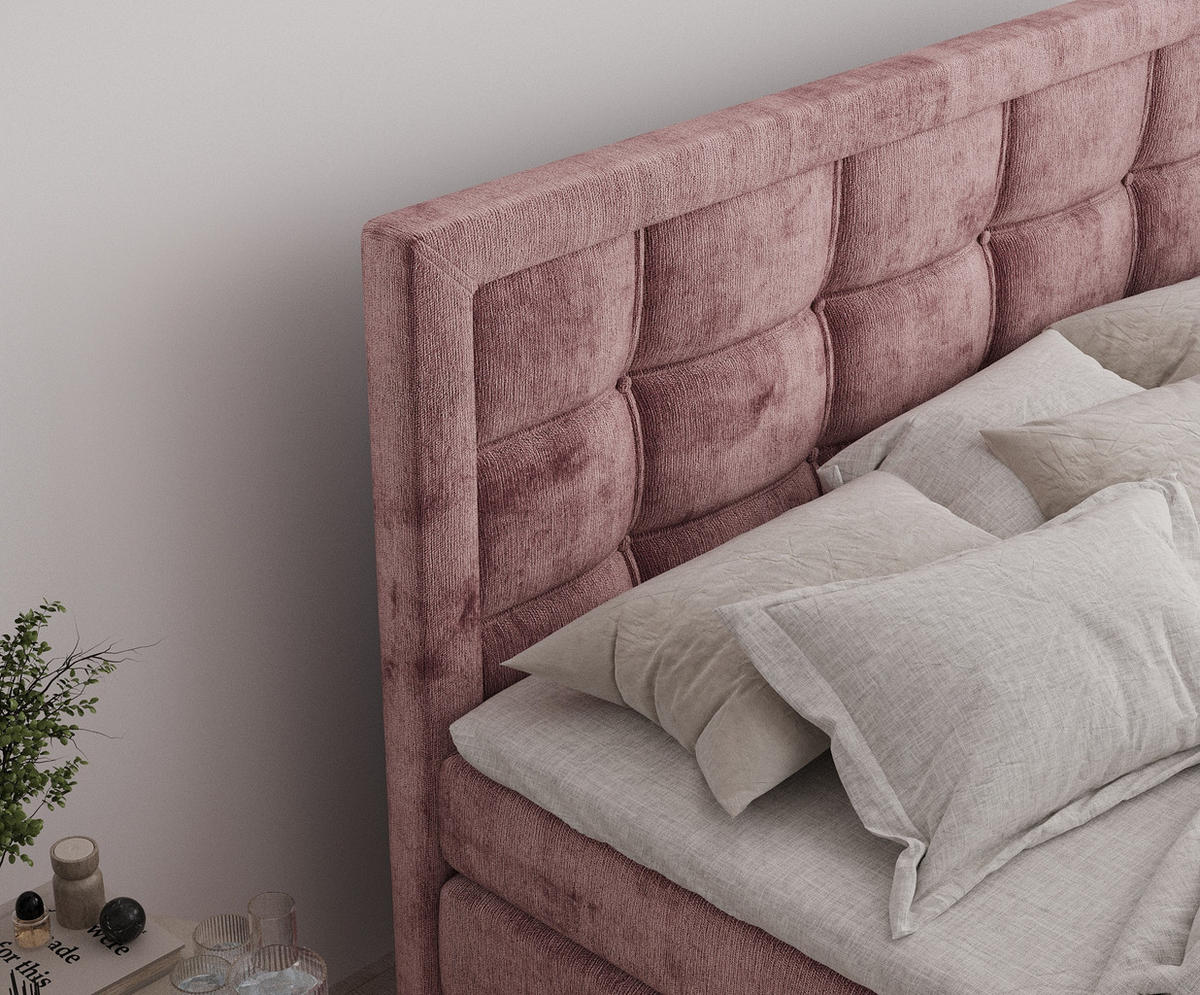 BOXSPRINGBETT Ambrosia Rosa 140/200 cm - Schwarz/Rosa, Holz/Holzwerkstoff (140/200cm) - Maison de Reve