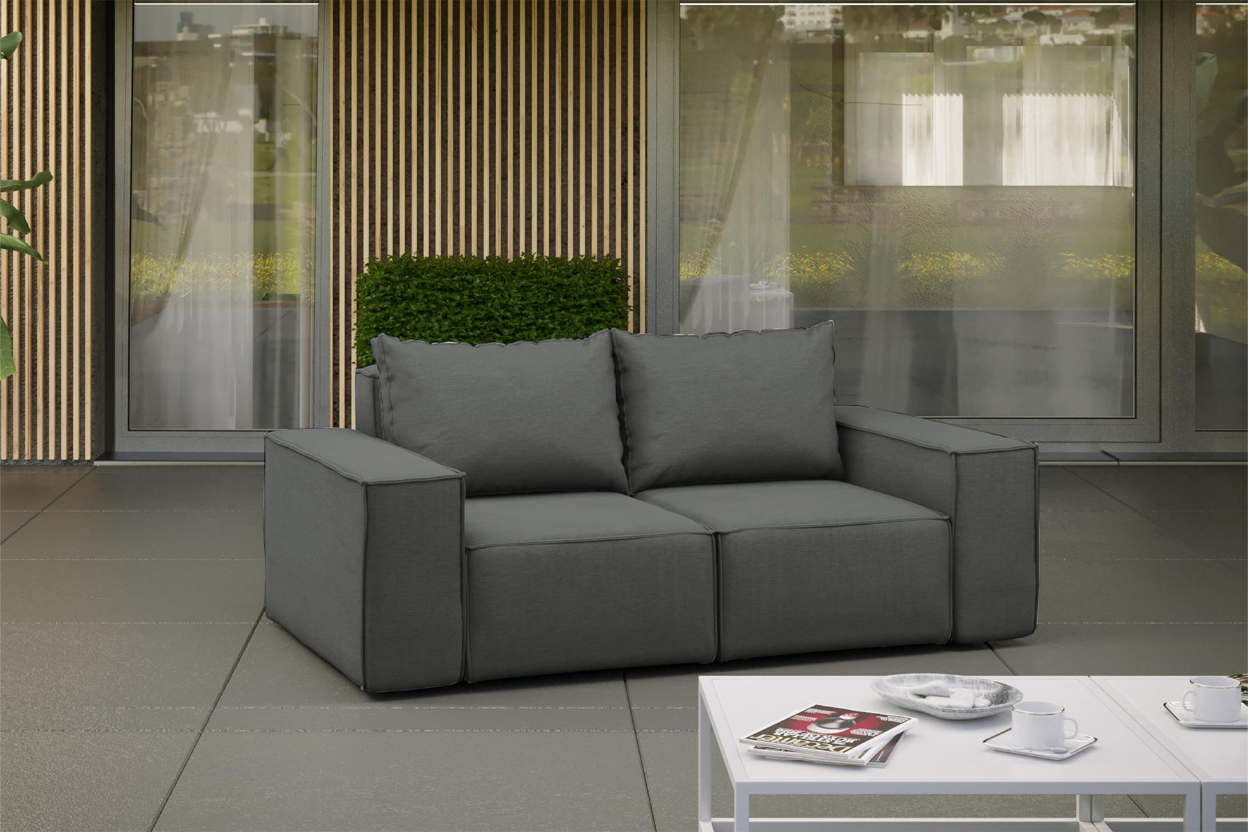 GARTENSOFA Sofa Für Den Garten SONNE Grau - Grau, Holz (180/73/88cm) - Kaiser Möbel