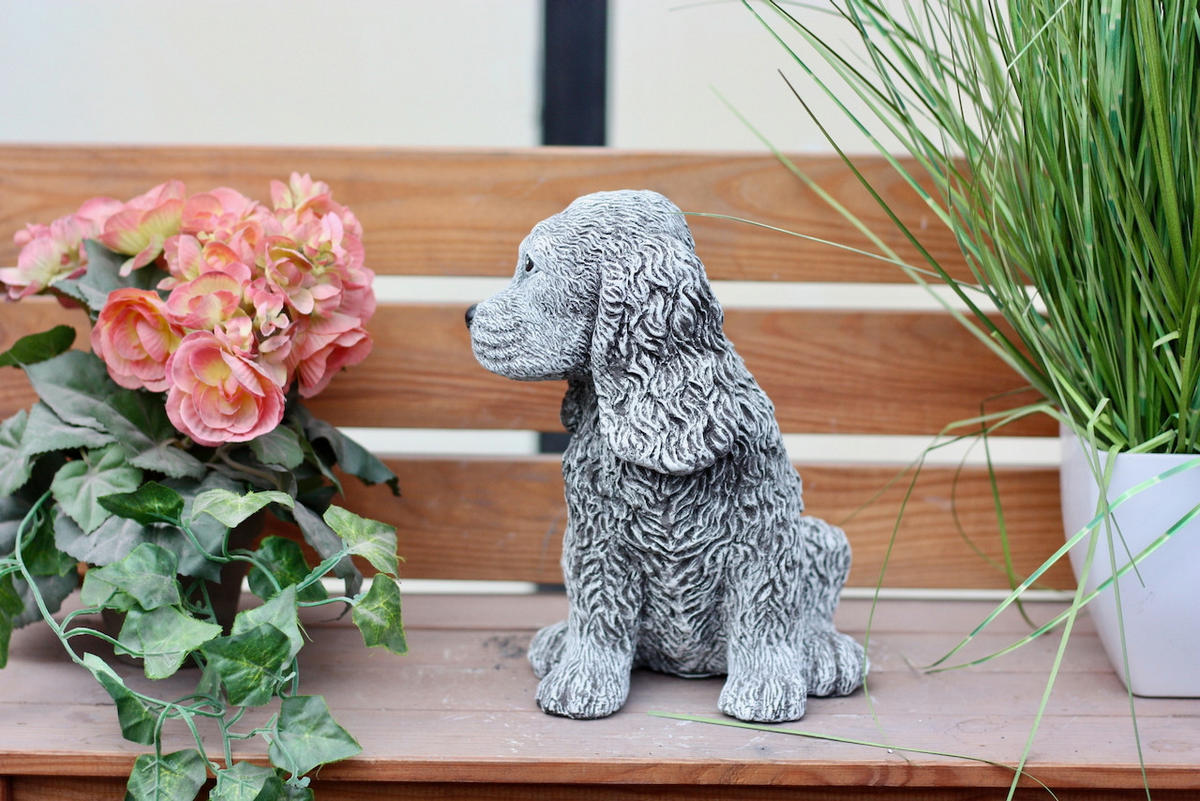 STEINFIGUR Cocker Spaniel, Steinguss frostfest - Grau, Stein (18/24/15cm) - stoneandstyle