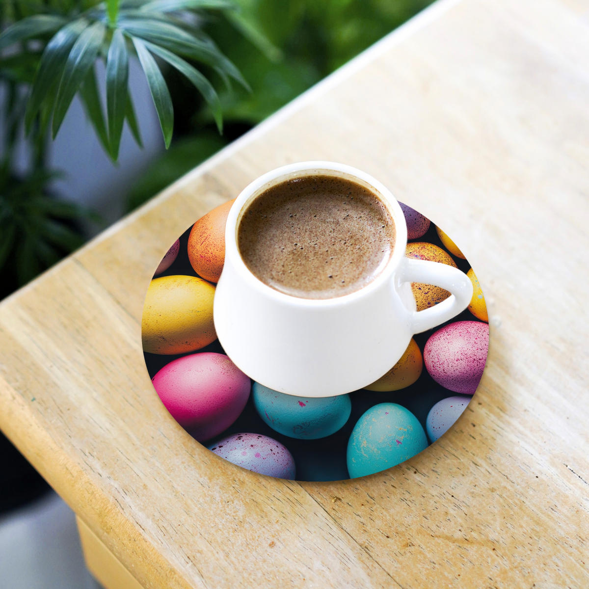 GLASUNTERSETZER Bunt - Ostereier - Spritzer 10x10 cm - Multicolor, Naturmaterialien (10/0.2cm) - MuchoWow