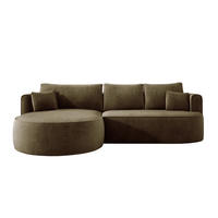 ECKSOFA FIORE L-förm Moderne Ausziehbare Schlaf-Funktion, automatischer Auffaltung, lose Rückenkissen freistehend LINKS 284x183x82cm Green - Grün, Holz/Textil (183/284cm) - DomoHome