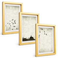 BILDER SET 3er Set - 20x30 cm Goldrahmen - Vögel im Flug, minimalistischer Stil - Goldfarben, Kunststoff (20/30cm) - TULUP