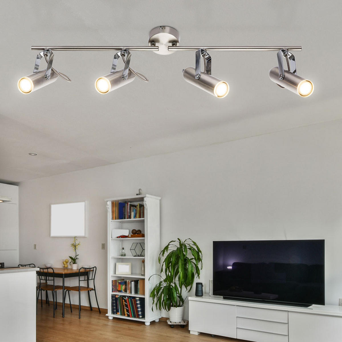 LED DECKENLEUCHTE Chrom Silber matt - Silberfarben, Metall (68/8/16cm) - Globo Lighting
