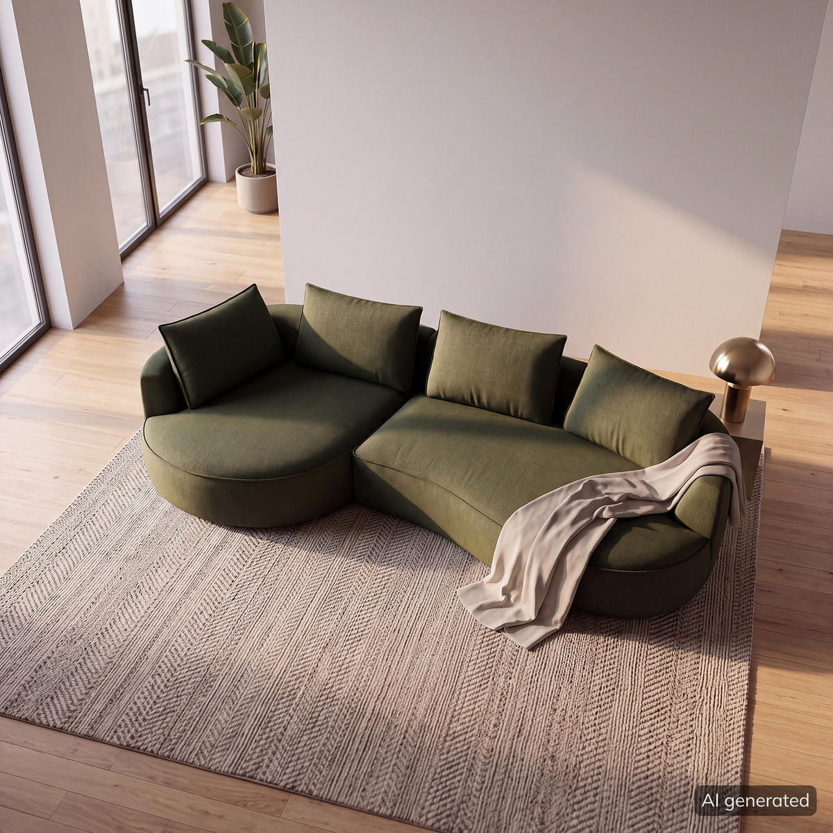 BIGSOFA - Schwarz/Grün, Kunststoff/Textil (322/82/154cm) - home24