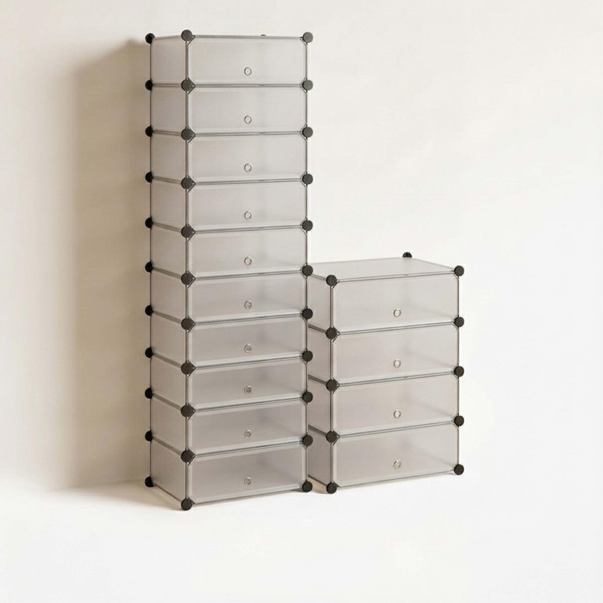 SKOSKÅP Transparent 10 plan - Transparent, Plast/Metall (49/176/37cm) - Relaxdays