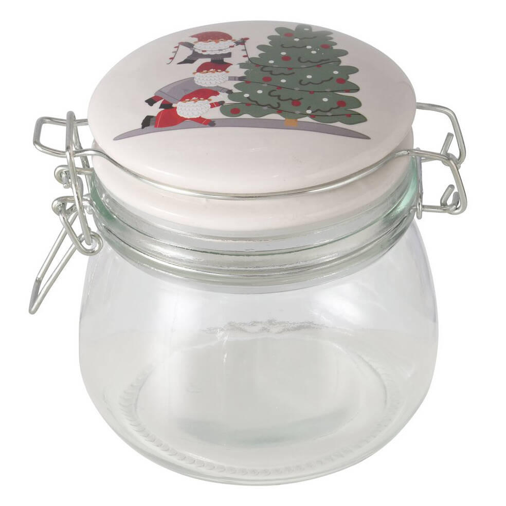 GLASBEHÄLTER Porzellandeckel Monti 450 ml - Transparent/Weiß, Glas (10.4/11.3/12.9cm) - Boltze Home