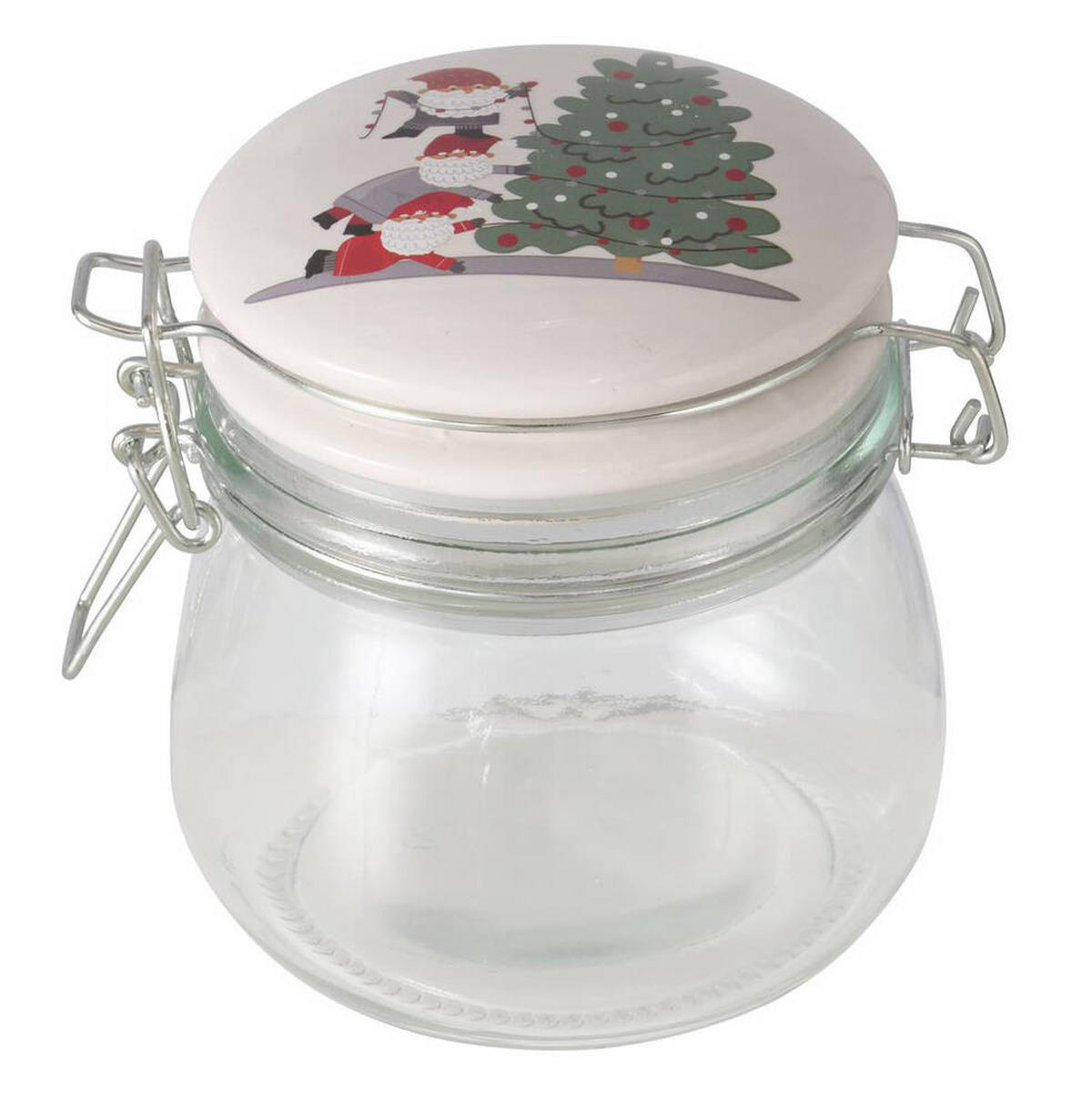 GLASBEHÄLTER Porzellandeckel Monti 450 ml - Transparent/Weiß, Glas (10.4/11.3/12.9cm) - Boltze Home