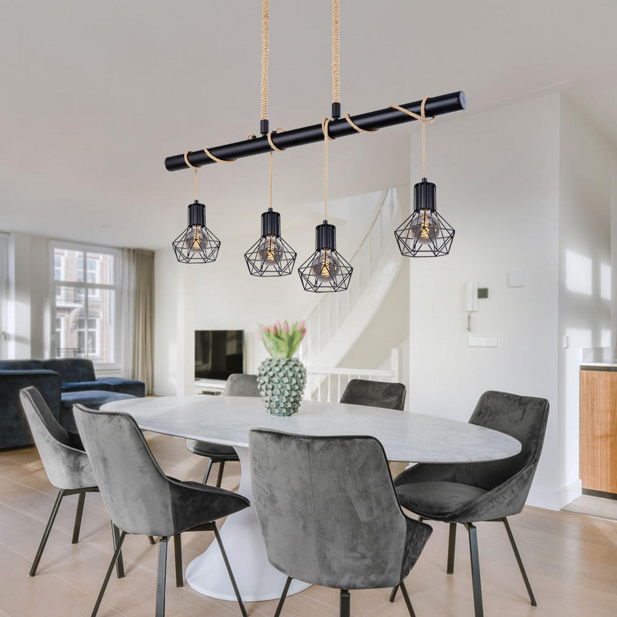 LED HÄNGELEUCHTE Priska Schwarz Metall - Schwarz, Metall (100/15/120cm)