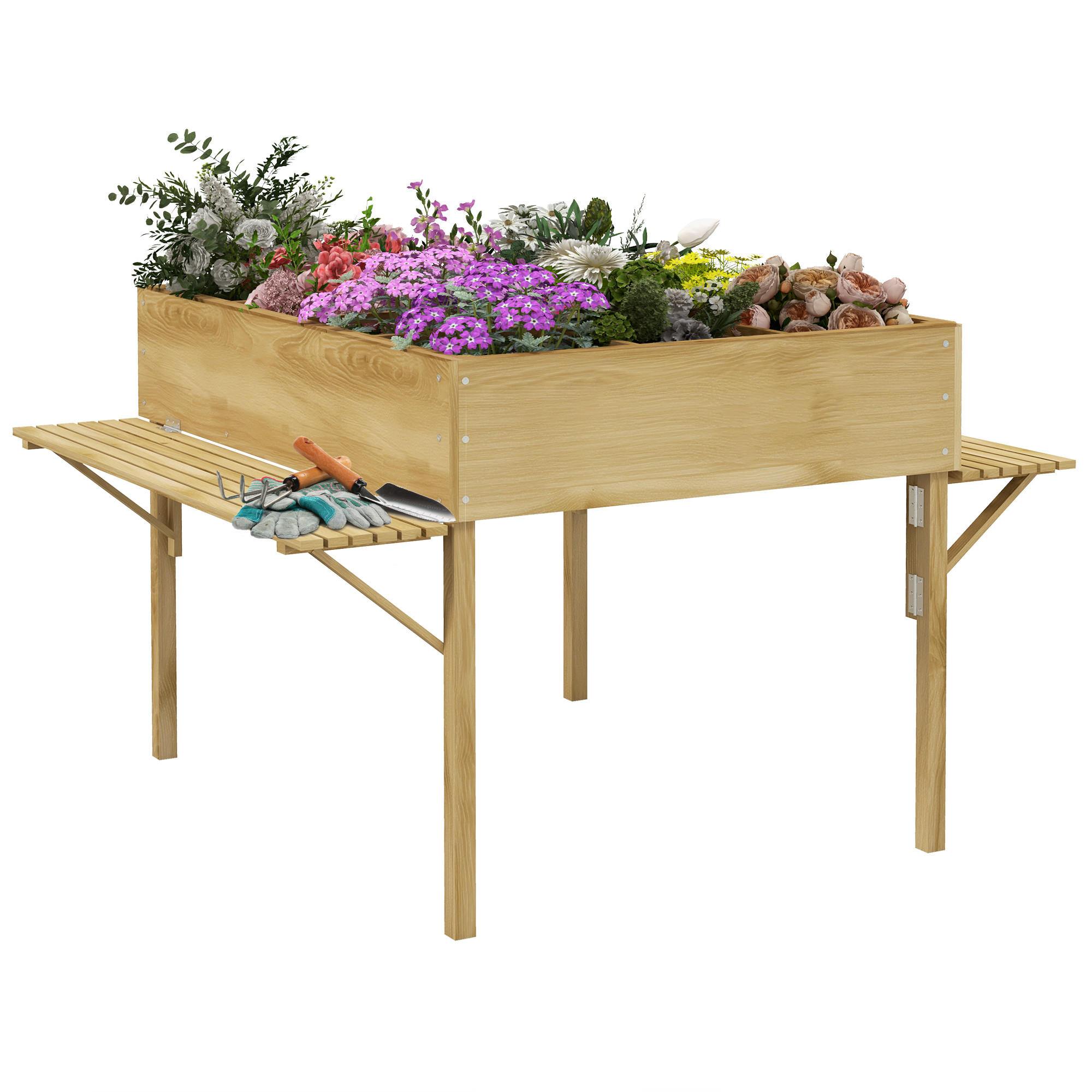 HOCHBEET, Naturholz, Tannenholz - Naturfarben, Holz (91.5/89/122cm) - Outsunny