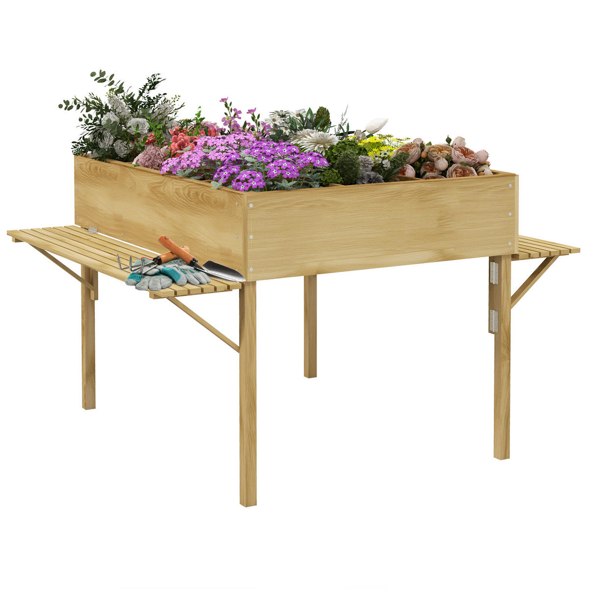 HOCHBEET, Naturholz, Tannenholz - Naturfarben, Holz (91.5/89/122cm) - Outsunny