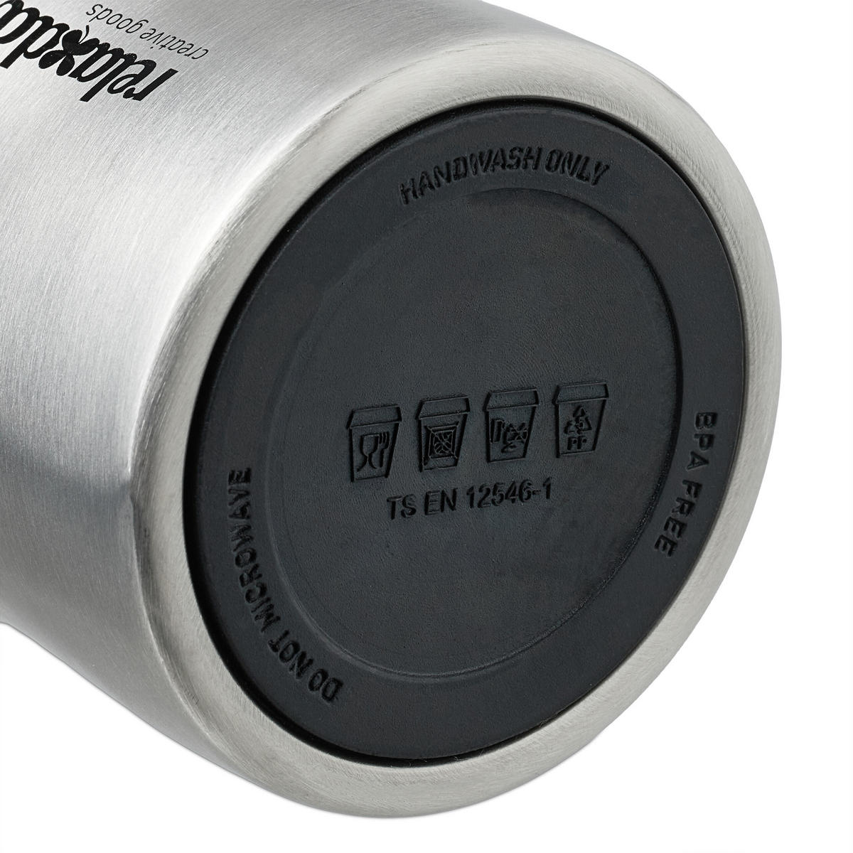 THERMOBECHER - Silberfarben, Kunststoff/Metall (0.5L) - Relaxdays