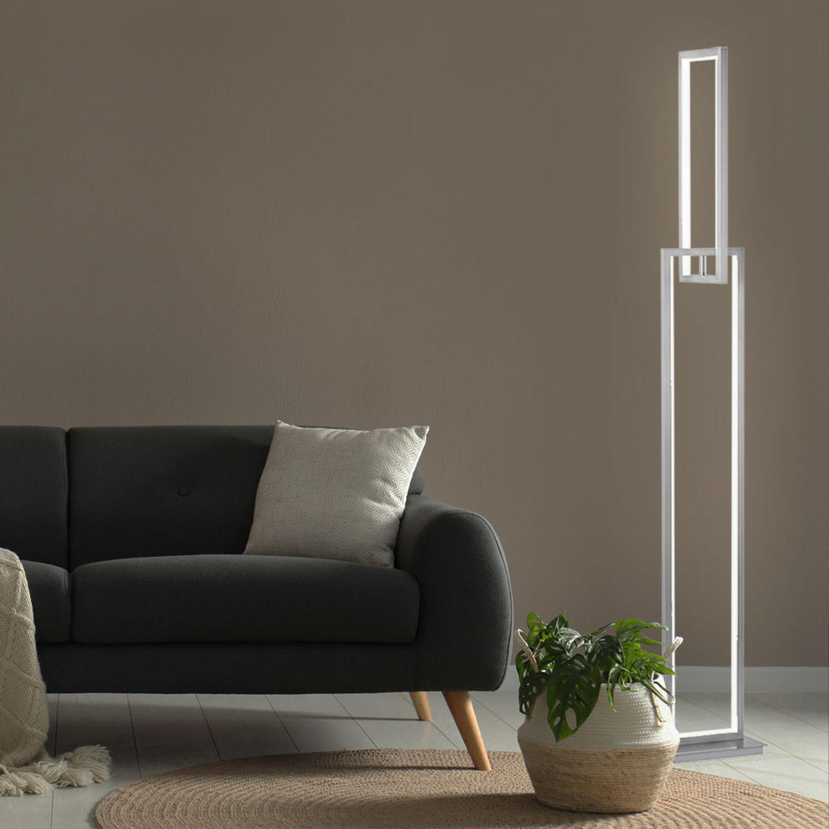 LED STEHLEUCHTE Metall Silber Matt - Silberfarben, Metall (22/18/146cm) - Wofi