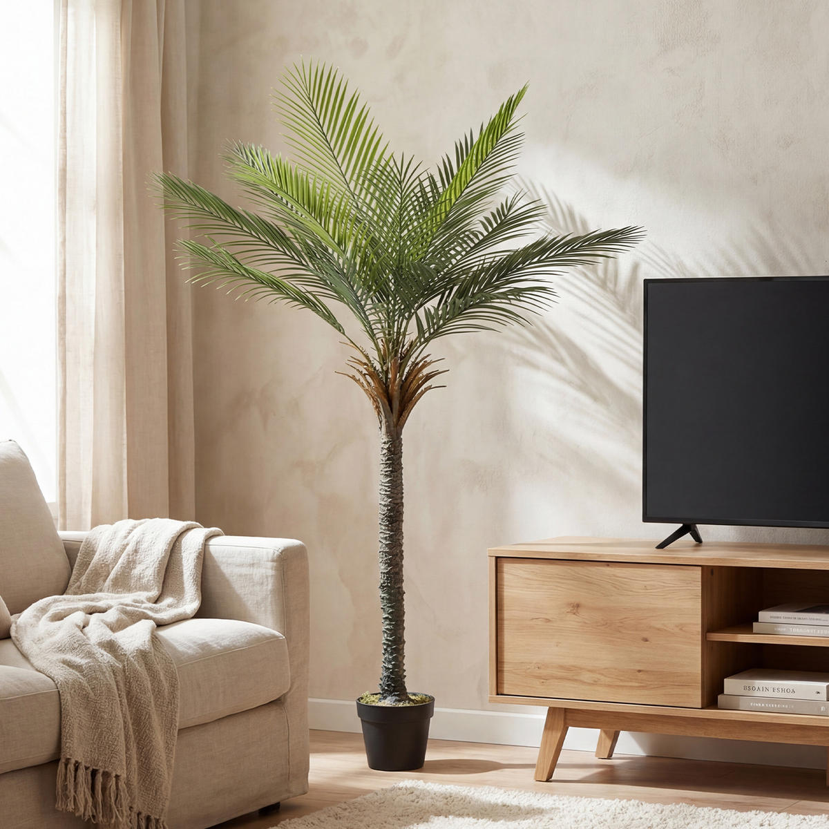 KUNSTBAUM Grün realistisch 180 cm mit Topf - Grün, Kunststoff (180cm) - PANGIVO