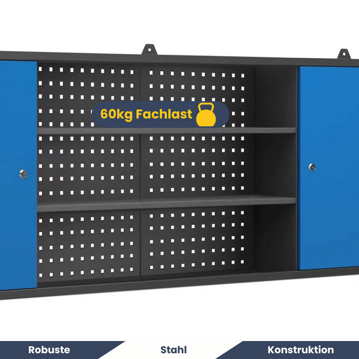 HÄNGESCHRANK Werkstatt abschließbar LEO 60x160x20cm Anthrazit-Blau - Anthrazit, Metall (160/60/20cm) - Jan Nowak