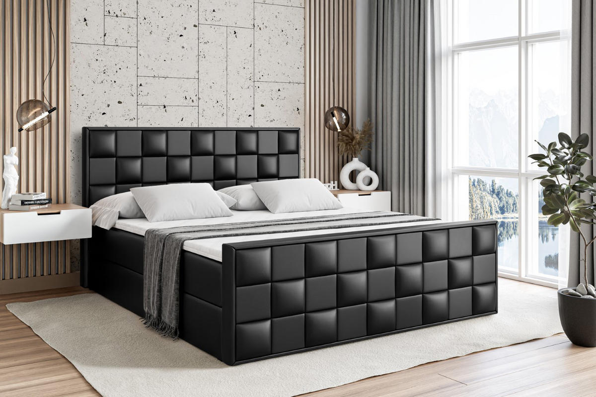 BOXBETT ZAFIRA - 180x200 - H4 - Schwarz Hochglanz - Schwarz Hochglanz, Holzwerkstoff (180/200cm) - ALTDECOR