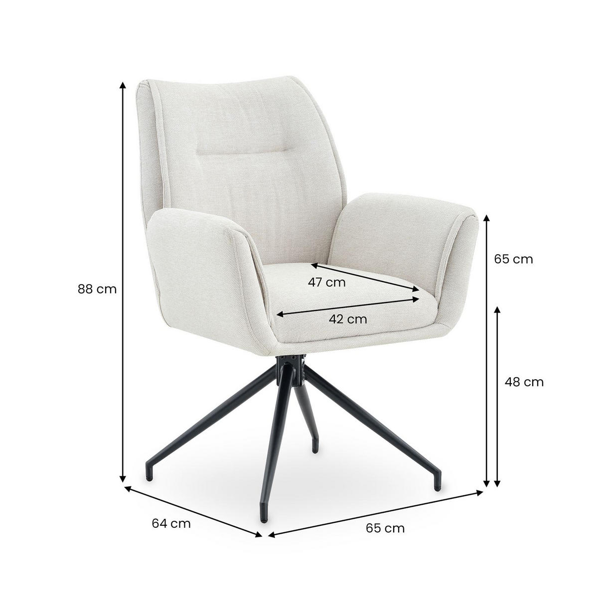 ESSZIMMERSTÜHLE LIRA 2er-Set cremeweiß - Creme, Textil (65/88/64cm) - IDIMEX