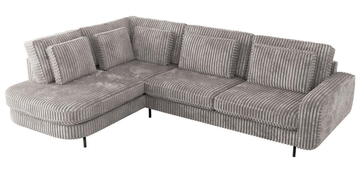 ROHOVÁ SEDAČKA CALENO L - Světle šedá Manšestr - Pravá Strana - černá/světle šedá, kov/textil (317/225cm) - MKS