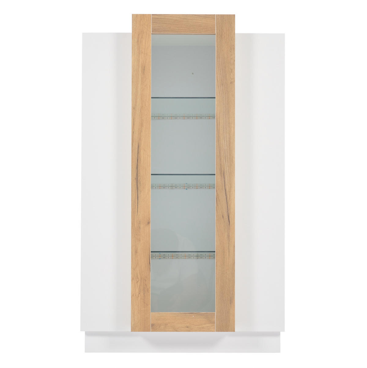 VITRINE aus Spanplatte 74x40x120 cm Weiß/Natur mit LED-Beleuchtung und 3 Türen - Weiß, Holzwerkstoff (74/120/40cm) - IVMEU