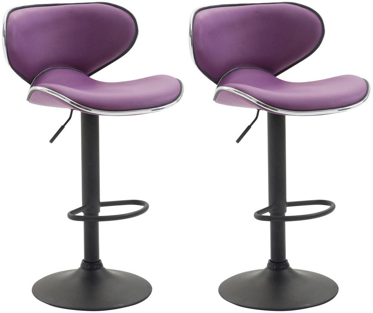 BARHOCKER 2er Set Las-Mallorcas Kunstleder schwarz lila - Lila/Schwarz, Kunststoff/Metall (46/108/49cm) - TPFLiving