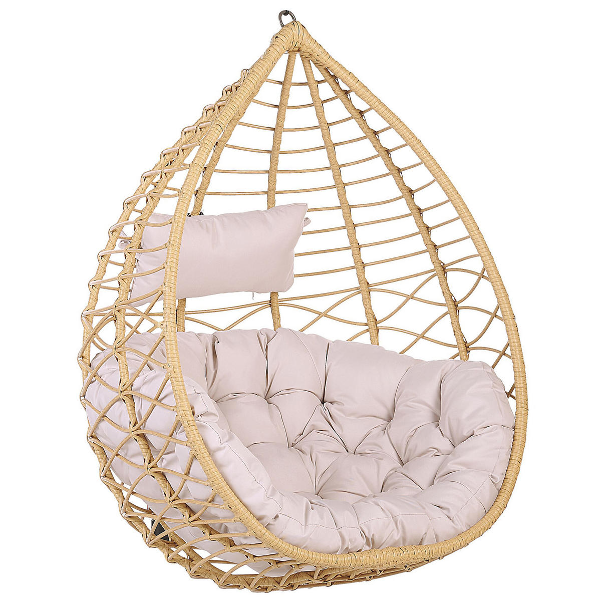 HÄNGESESSEL mit Gestell PE Rattan natürlich 97 cm Arsita - Beige, Kunststoff (100/199/97cm) - Beliani