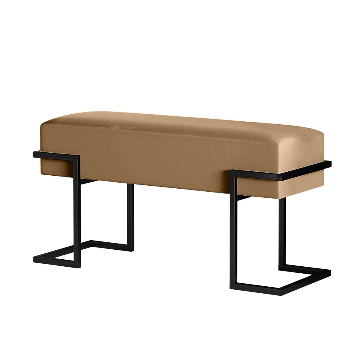 POLSTERBANK CELY 80 cm, Dunkelbeige, Schwarzer Rahmen - Beige/Schwarz, Textil/Metall (80/42/34cm) - Bettso