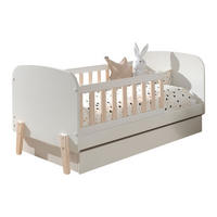BABYBETT Karilynn 147x68x77 aus MDF+Massivholz in Weiß - Hellbraun/Weiß, Holzwerkstoff (70/140cm) - 58aufmkessel