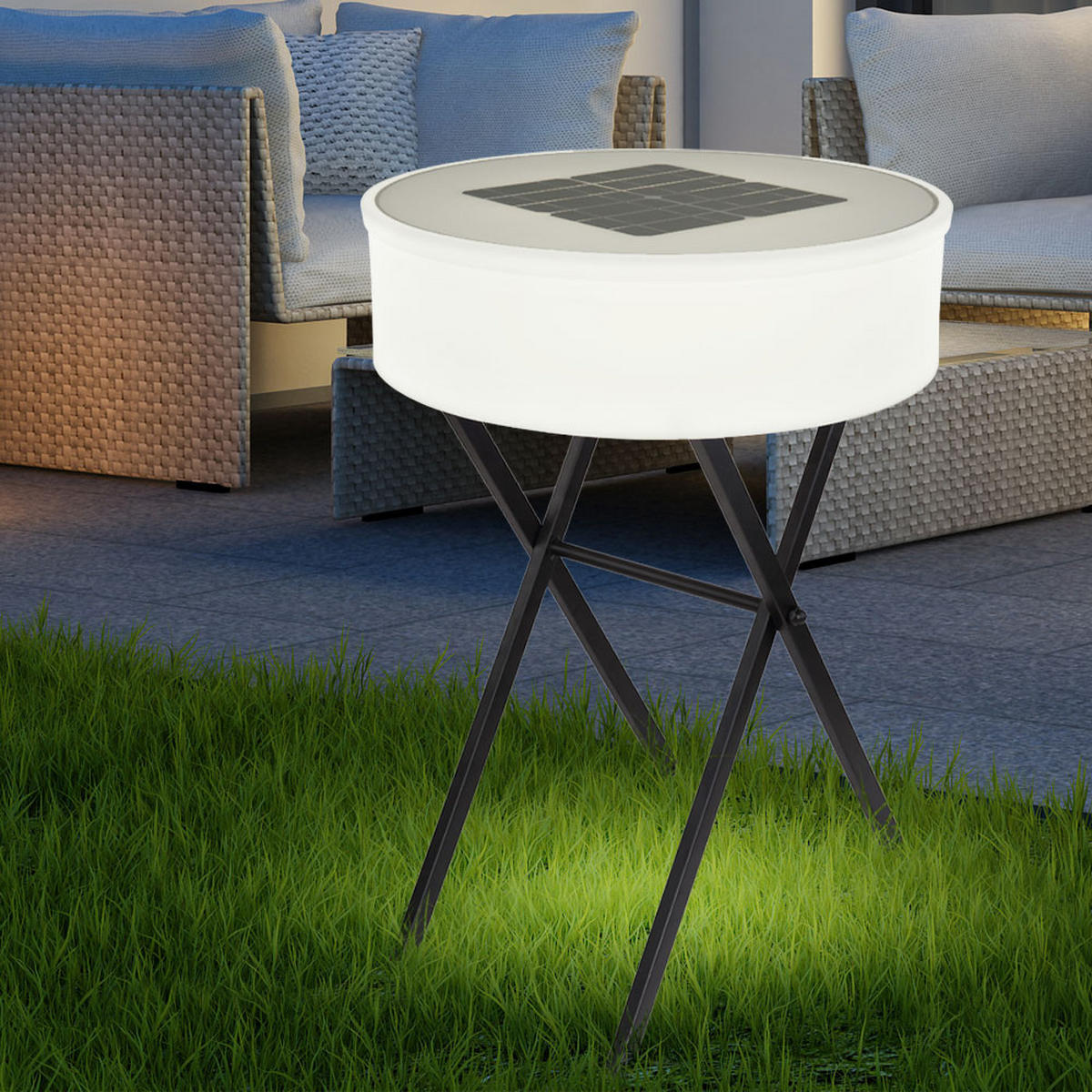 LED AUSSENLEUCHTE Solar Weiß Opal - Weiß, Metall (53/53/75cm) - Globo Lighting