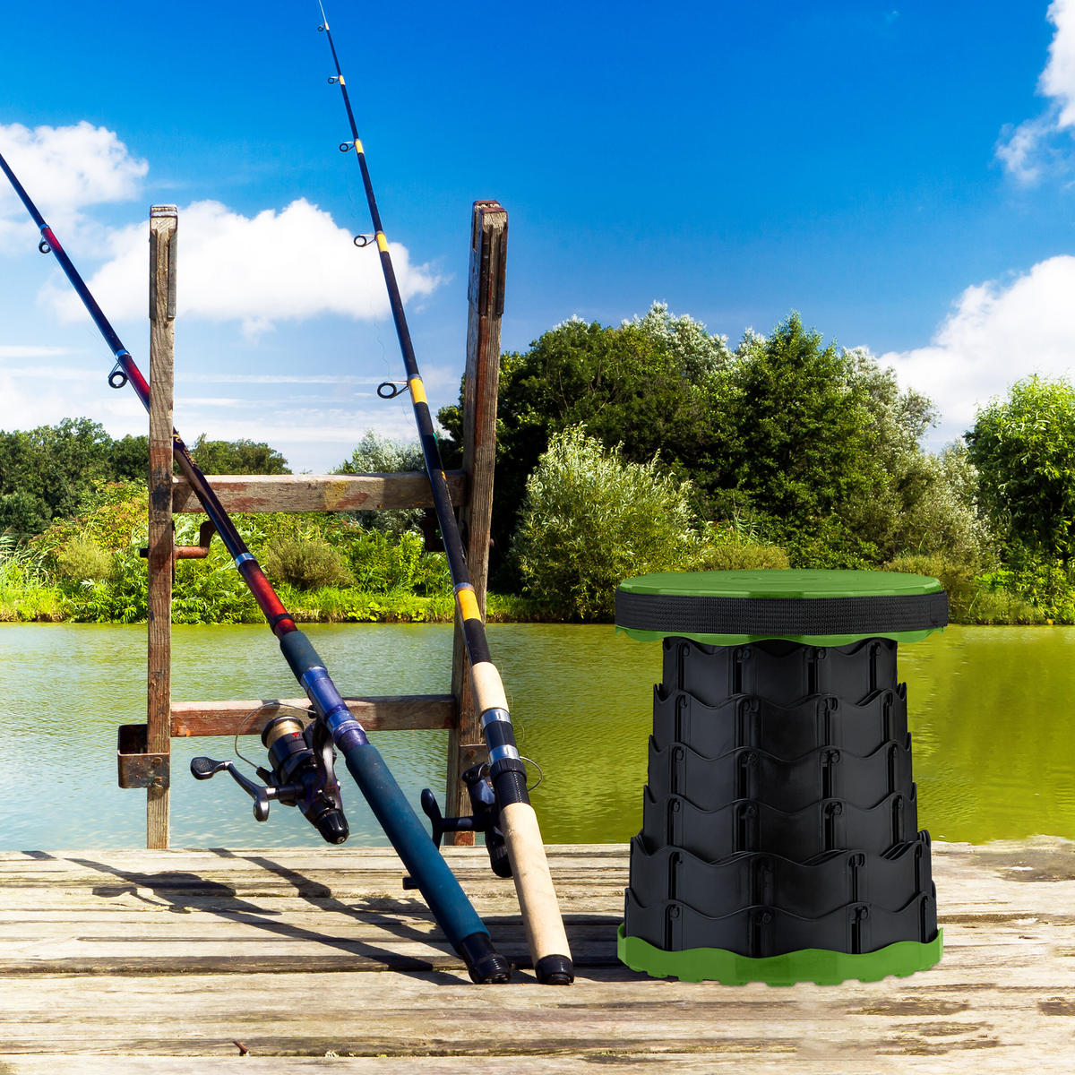 TELESKOPHOCKER - Schwarz, Kunststoff (25/44.5/25cm) - Relaxdays