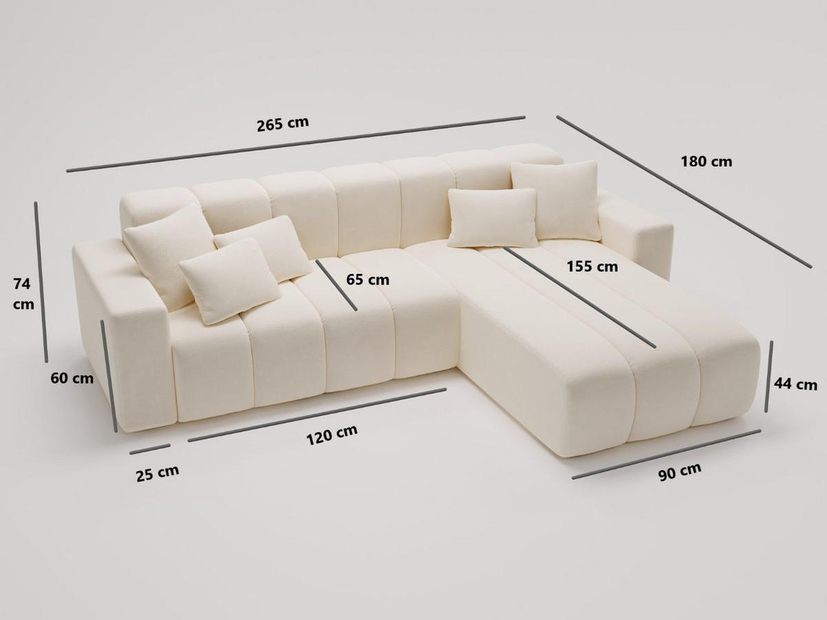 ECKSOFA Nork Beige Links - Beige, Holz/Textil (180/265cm) - Graingold