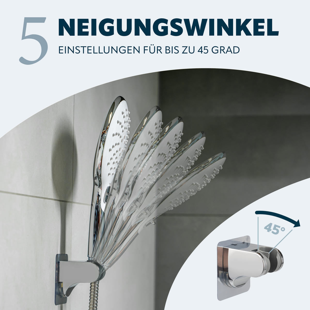 HANDBRAUSE, inkl. Schlauch und Halter, Strahlscheibe weiß - Weiß, Kunststoff (15cm) - eluno