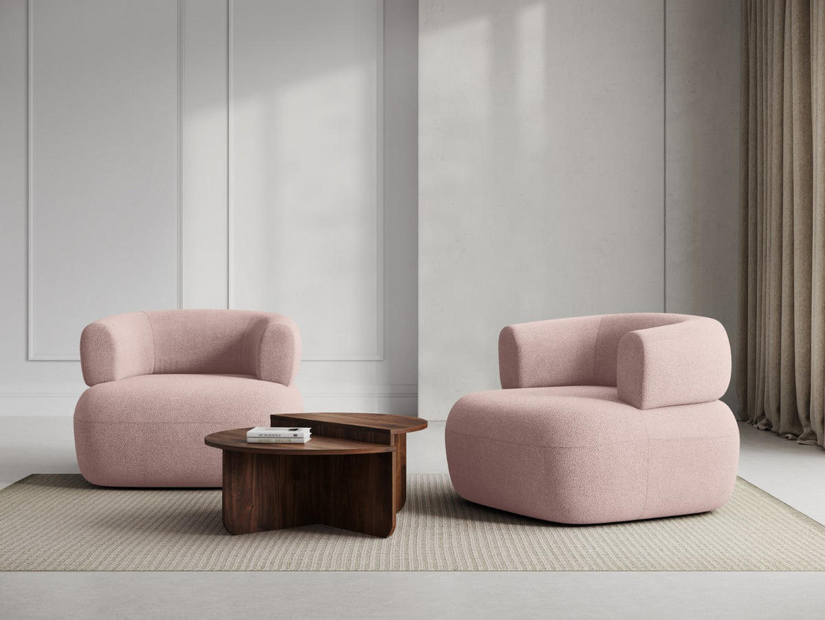 SESSEL Jenny aus Boucle puderrosa - Pink, Textil (88/73/90cm) - Micadoni