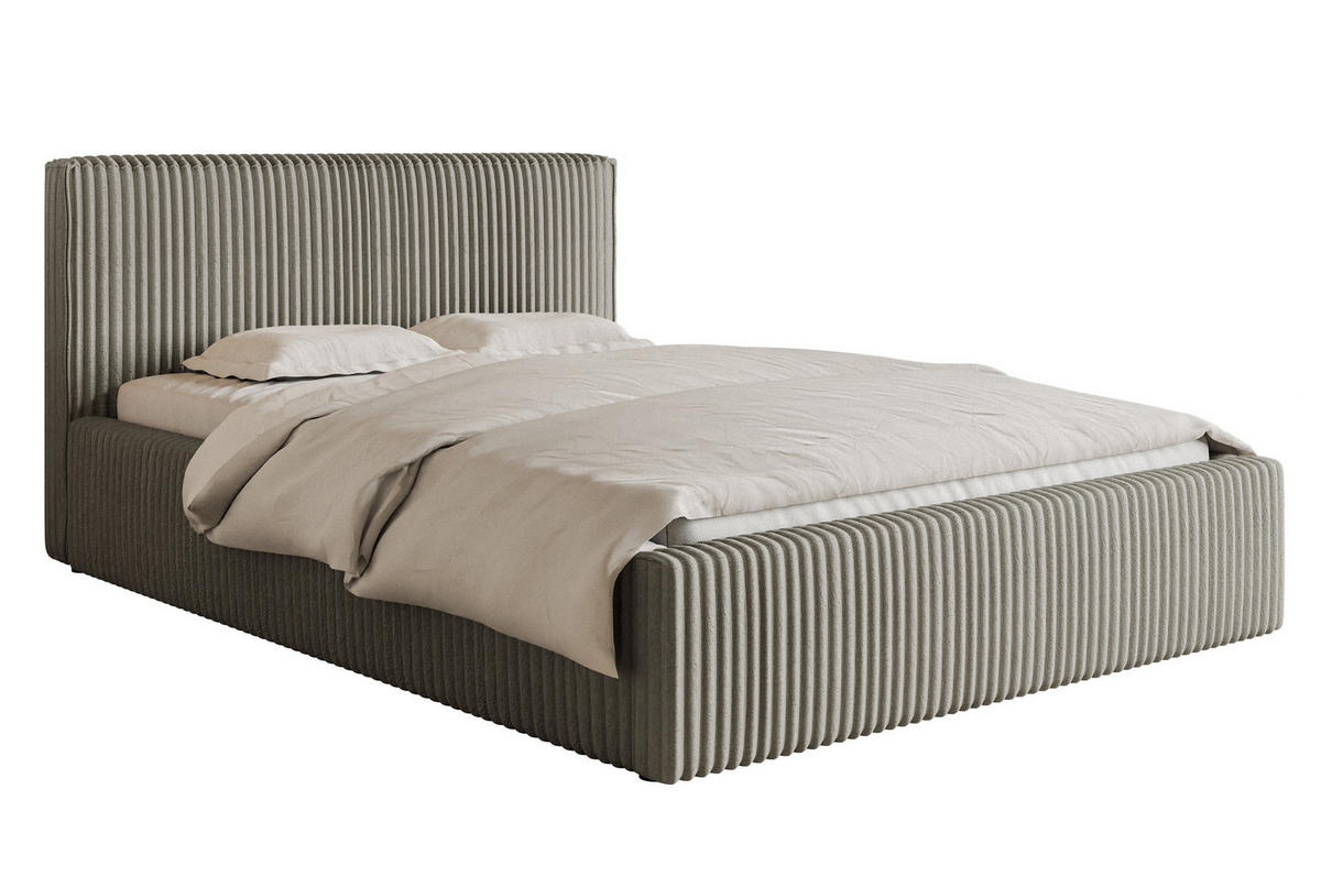 POLSTERBETT Tilio Grau-Beige Cordbezug 140 cm - Greige/Schwarz, Kunststoff/Textil (140/200cm) - Selsey