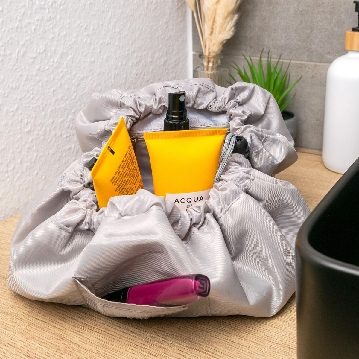KOSMETIKTASCHE mit Reißverschlussfächern - Grau, Kunststoff (54/1/62cm) - Intirilife