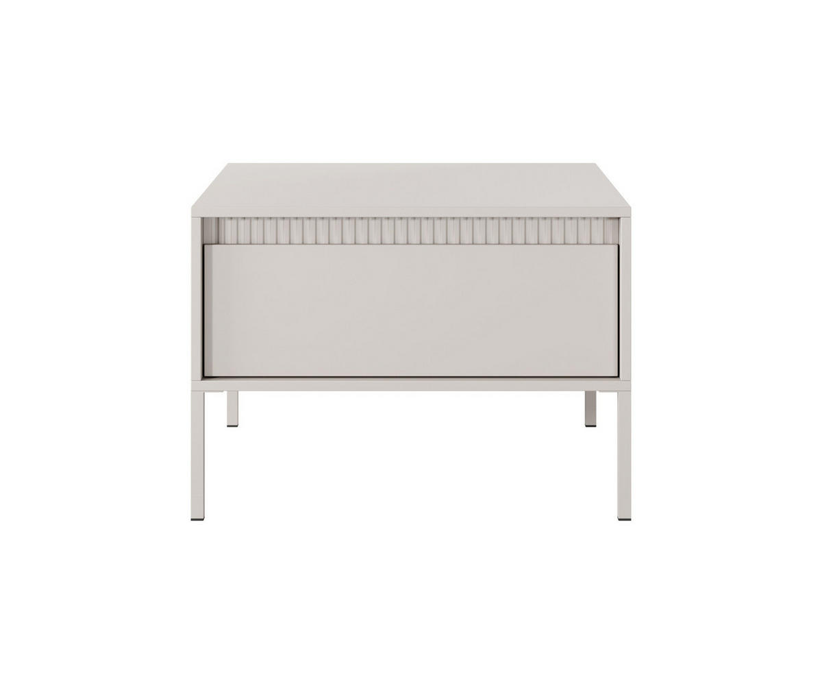 COUCHTISCH Ferrato F 68x68 cm Beige - mit 1 Schublade i Riffel-Detail - Beige, Holz/Holzwerkstoff (68/68/48cm) - Ravio