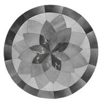 TEPPICH Patchwork Kuhfell rund Blumenmuster handgefertigt 140/140 cm - Dunkelgrau/Hellgrau, Fell (140/140cm) - Provellus